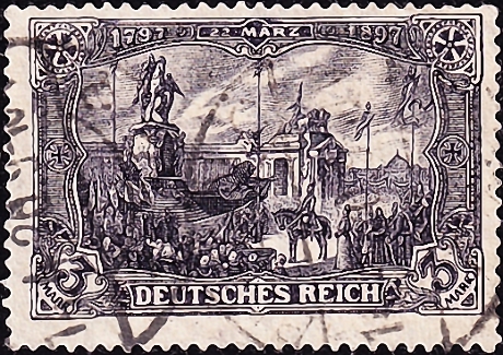 Германия , рейх . 1902 год . Мемориал императора Вильгельма I . 3 m . Каталог 1300,0 €. (1)